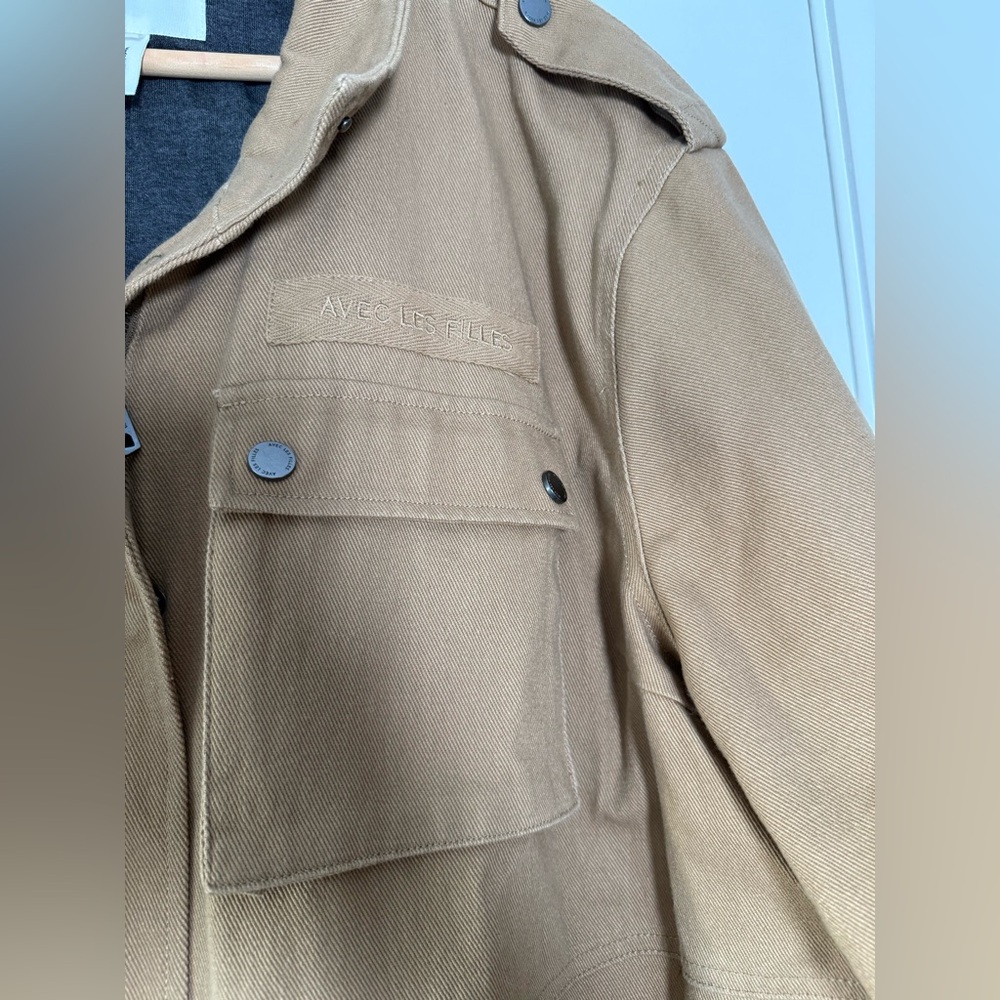 Avec Les Filles Washed Cotton Field Utility Jacket Tan Khaki Plus Size 2X - Picture 6 of 15